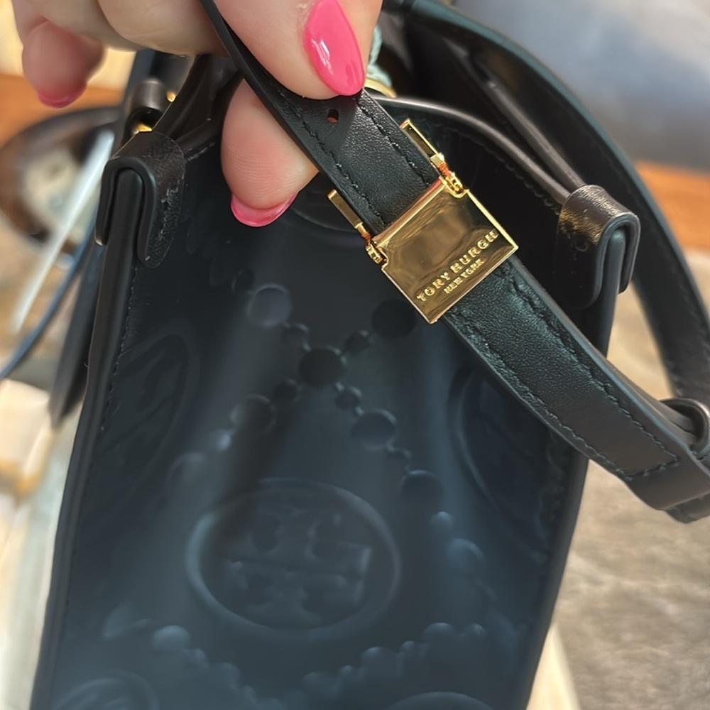 Tory Burch T Monogram Top-Handle Embossed Tote - Picture 9 of 10